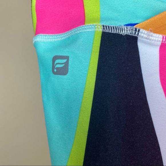FABLETICS Small 80’s Style Neon Geo Print Active Leggings Y2K Funky Vibrant - Picture 3 of 6